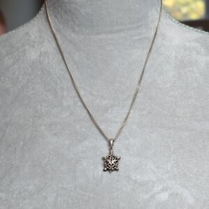 Elegant Silver Turtle Pendant Necklace